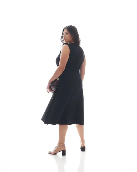 Black Fit-and-Flare Sleeveless Midi Dress - Addition Elle