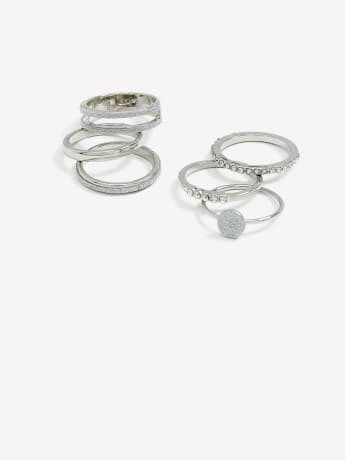 Assorted Rings with Paper Glitter, pack of 6