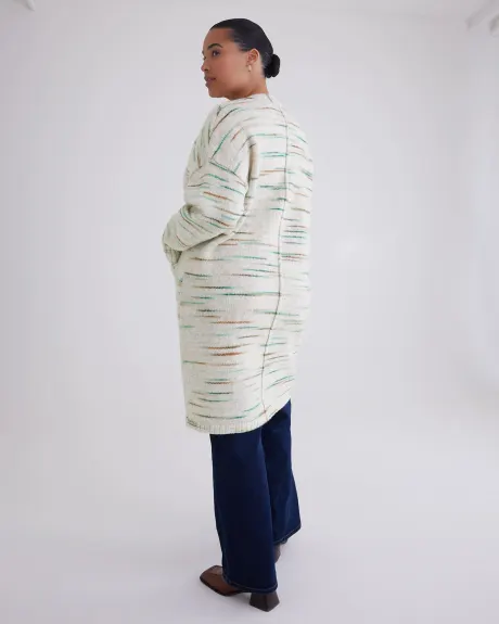 Space Dye Long Cardigan with Patch Pockets