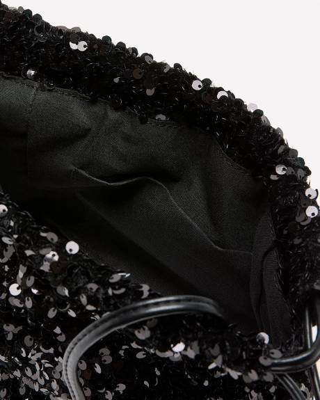 Black Velvet and Sequins Crossbody Pouch