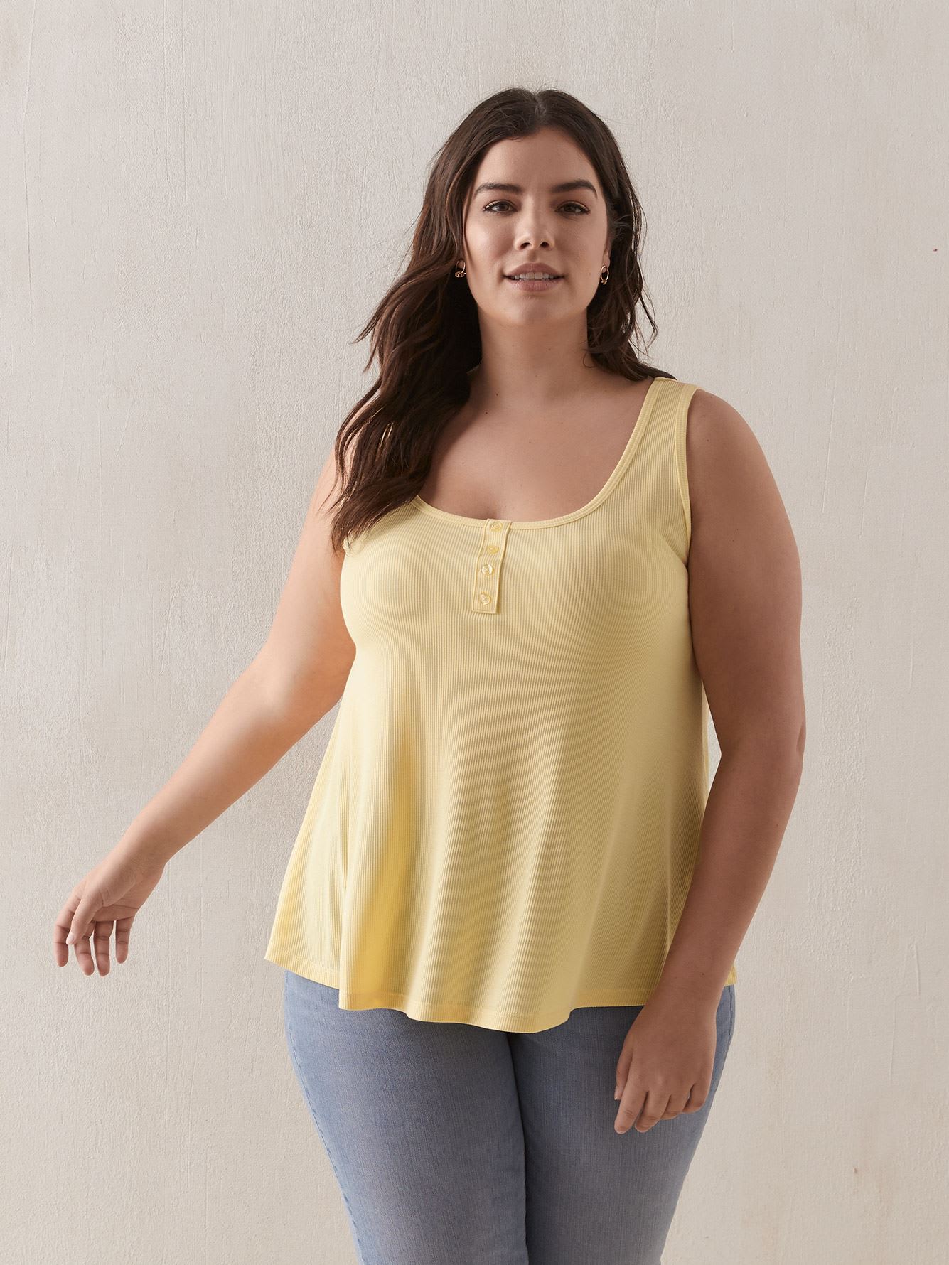 Rib Tank Top With Buttons - In Every Story