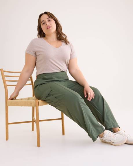 Pantalon cargo écourté à jambe droite avec ourlet réglable