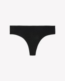 Culotte tanga en coton noir à pois avec élastique scintillant - ti Voglio