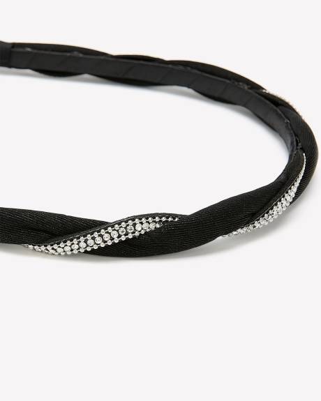 Black Hair Headband with Rhinestones