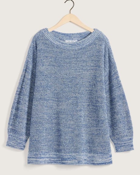 Pull en coton à mailles perlées avec encolure bateau
