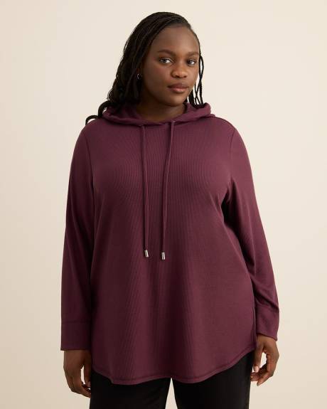 Long-Sleeve Waffle Knit Hoodie