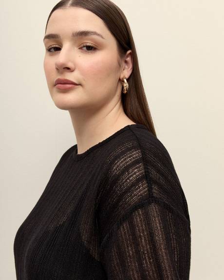 Crochet Knit Crewneck Top - Addition Elle