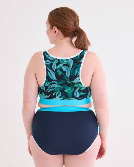 Colour Block Bikini Top with Mesh - Active Zone