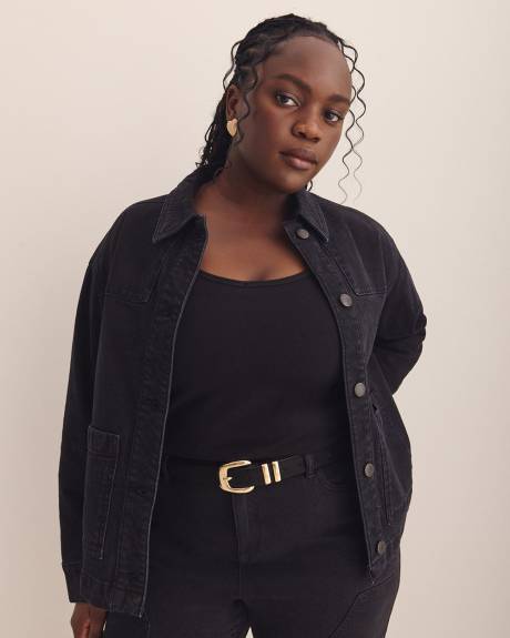 Cropped Utility Denim Jacket - Addition Elle