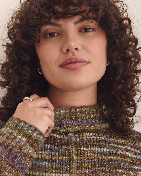 Pull en tricot chiné à col montant