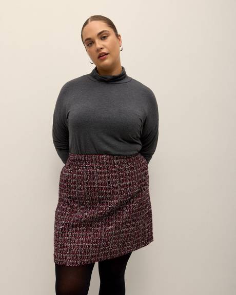 Grey Long-Sleeve Turtleneck Knit Top