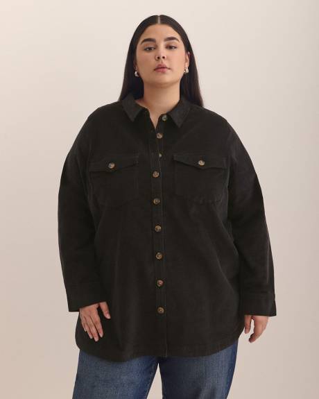 Corduroy Buttoned Down Shirt with Patch Pockets