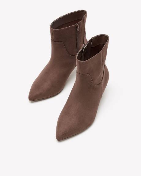 Extra Wide Width, Brown Microsuede Kitten-Heel Bootie