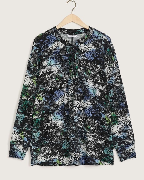 Printed Long-Sleeve Lace-Up Popover - Active Zone