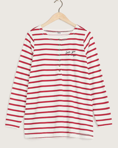 Striped Long-Sleeve Knit Top