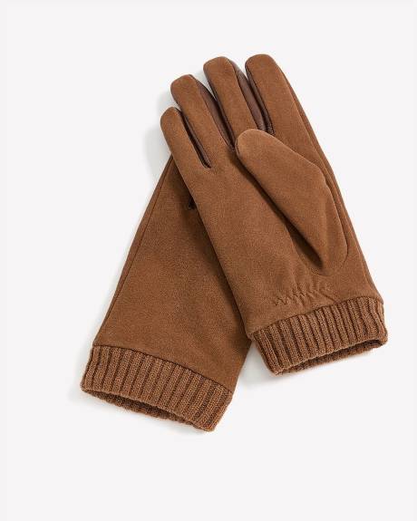 Gants en faux suède brun-clair