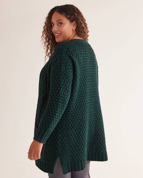 Cable Knit Open Cardigan