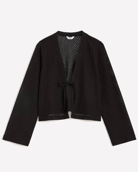 Tie-Front Bell-Sleeve Cardigan
