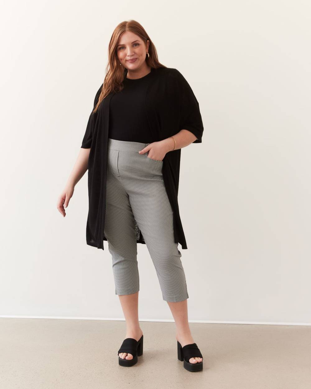 Long Black Cardigan with Kimono Sleeves