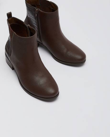 Extra Wide Width, Faux-Leather Bootie with Crocodile Back
