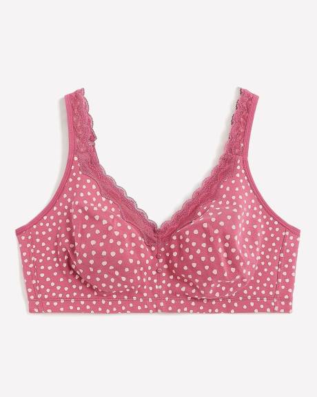 Soft Cup Wirefree Polka-Dot Bra with Lace Trim - ti Voglio