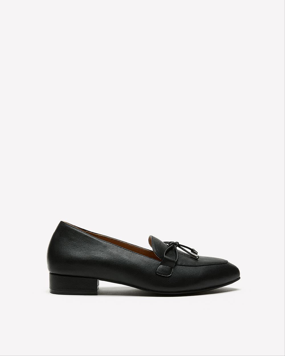 Extra Wide Width, Black Loafer with Decorative Bow
