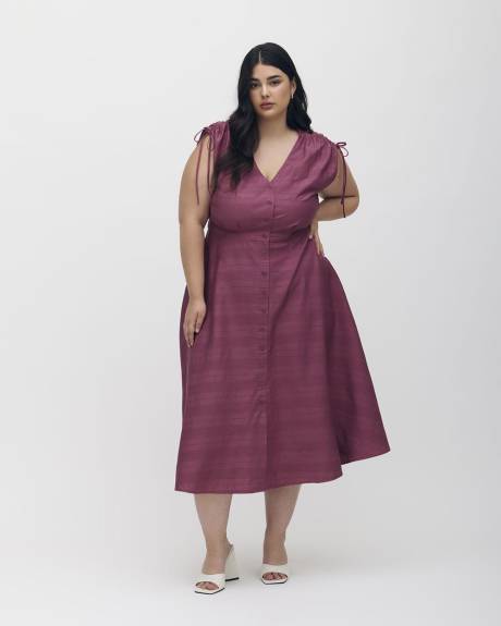 Robe boutonnée mi-longue sans manches avec col en V - Addition Elle