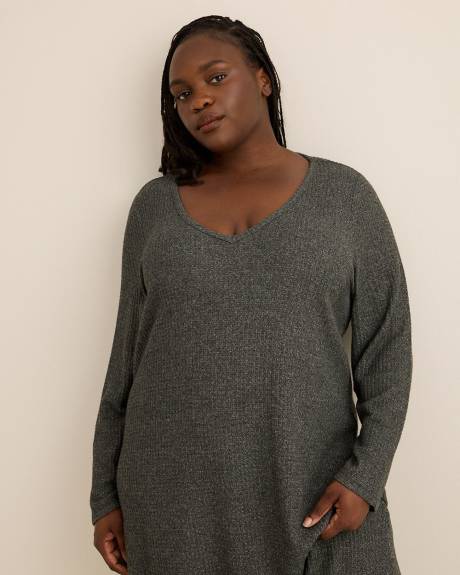 Grey Waffle Knit Long-Sleeve Sleepshirt - ti Voglio Grey Waffle Knit Long-Sleeve Sleepshirt - ti Voglio