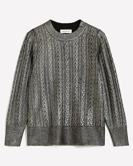 Pull en tricot à mailles torsadées métalliques - Addition Elle