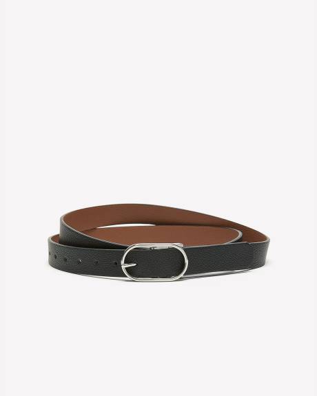 Ceinture réversible en faux cuir avec boucle ovale