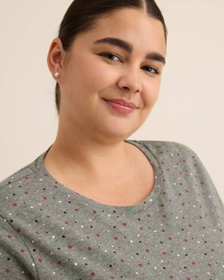 Chemise de nuit grise chinée à pois avec manches courtes - ti Voglio