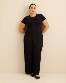 Pantalon de pyjama noir c&ocirc;tel&eacute; &agrave; jambe &eacute;vas&eacute;e - ti Voglio