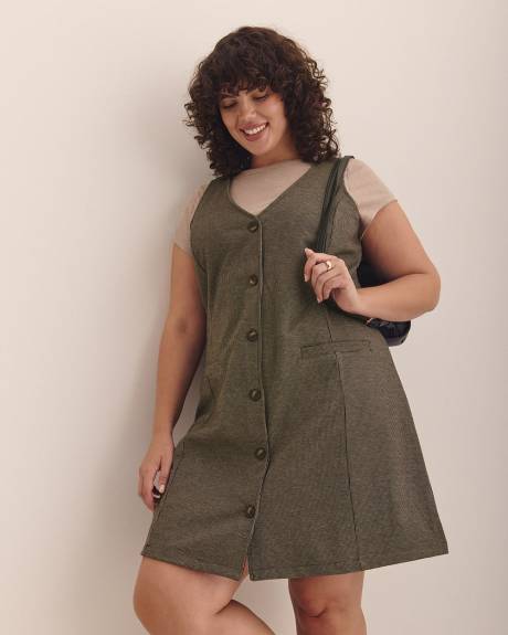 Robe en tweed sans manches à col en U
