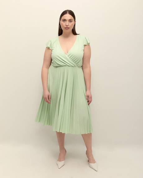 Wrap Pleated Knit Dress - Addition Elle