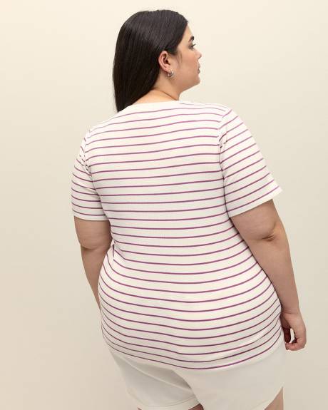 Striped Curvy-Fit Rib Tee - PENN. Essentials