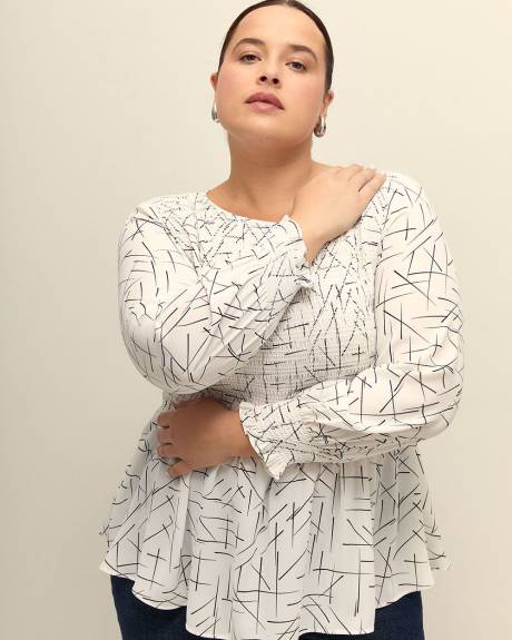 Responsible, Fit-and-Flare Blouse with Smocked Top
