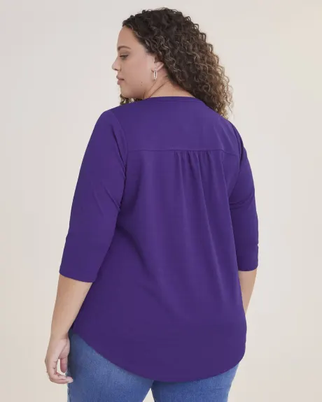 Solid 3/4-Sleeve A-Line Tunic