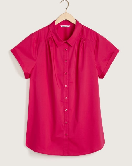 Short-Sleeve Button-Down Tunic Shirt
