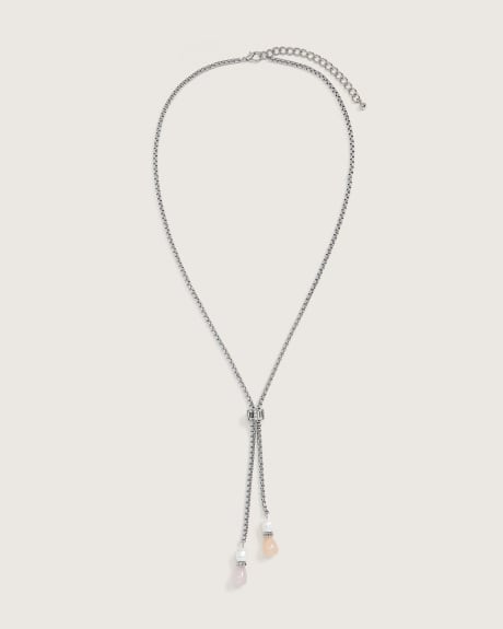Long Necklace with Pearls and Glass Stones