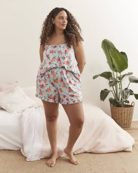 Short boxer à motif de fruits avec ourlet à franges, tissu responsable - ti VOGLIO