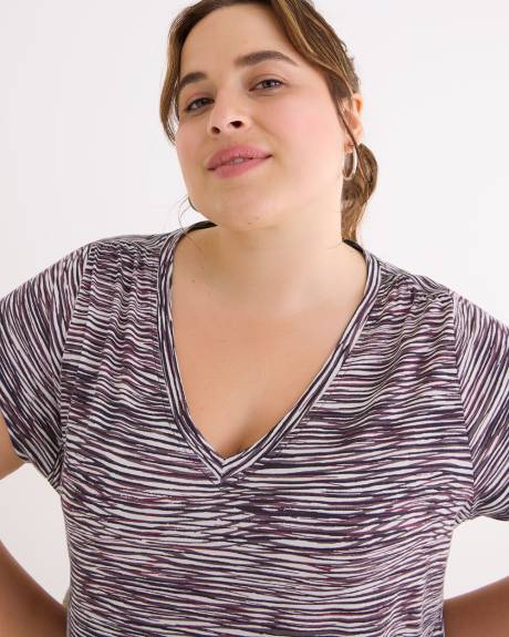 V-Neck Tee with Side Shirring - Active Zone