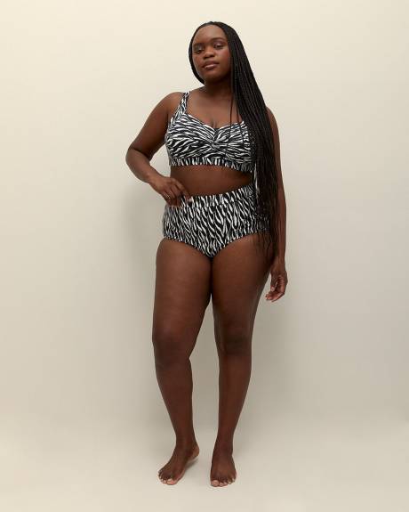 Zebra-Print High-Waisted Island Swim Brief - Raisins Curve