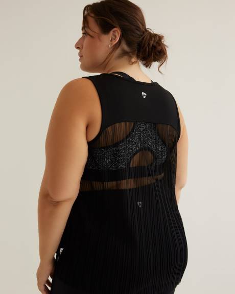 Responsible, Black Tank Top with Pleated Mesh Back - Active Zone