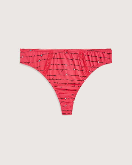 Printed Thong With Lace and Bow - tiVOGLIO