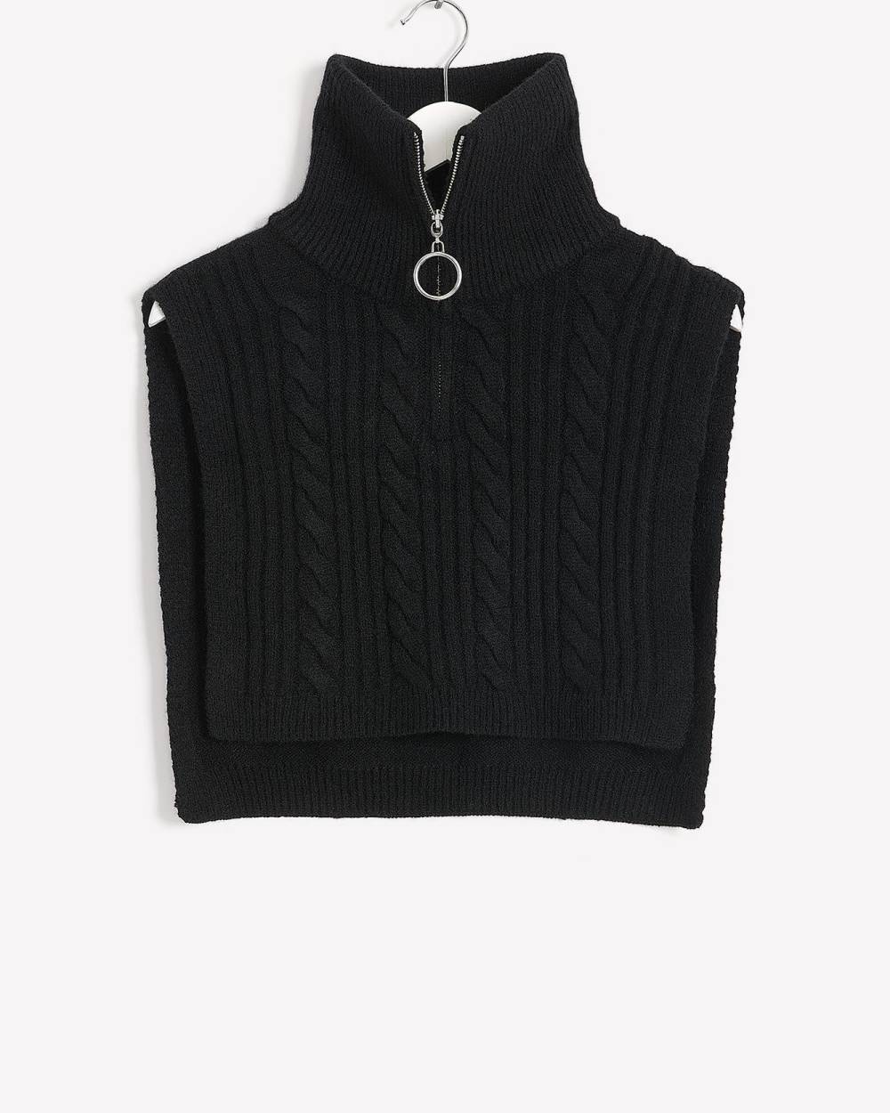 Cable Knit Neck Warmer with Zipper