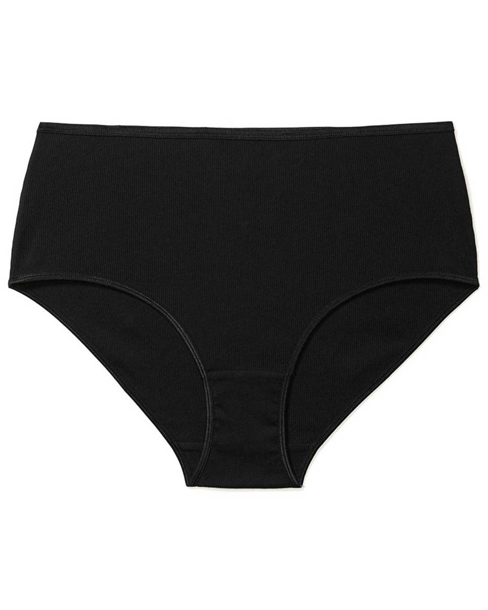 Ribbed Women Panties High Waist Highly Elastic Cotton Solid