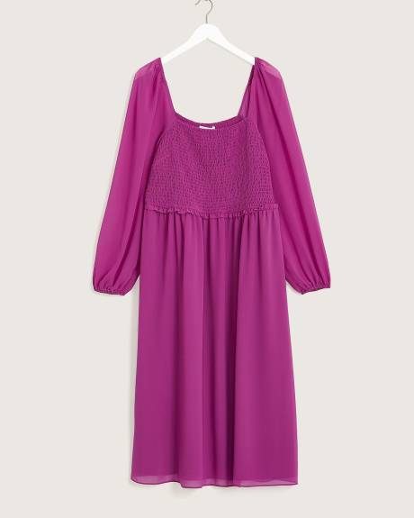 Smocked Chiffon Midi Dress - Addition Elle