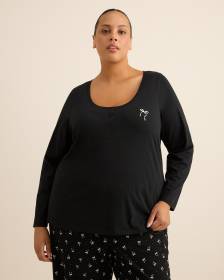 Black Modern-Fit Long-Sleeve Pyjama T-Shirt - ti Voglio Black Modern-Fit Long-Sleeve Pyjama T-Shirt - ti Voglio