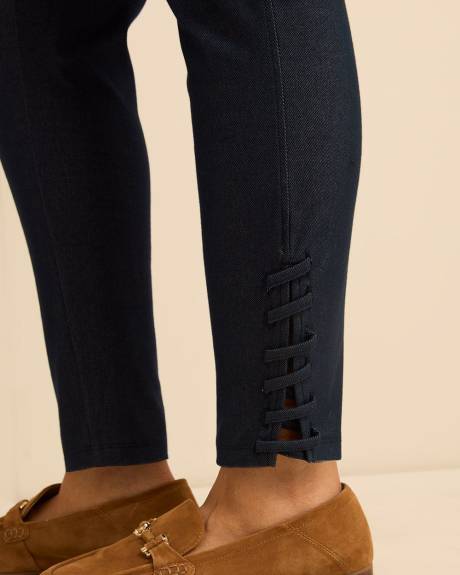 Faux Denim Legging With Lace Detail