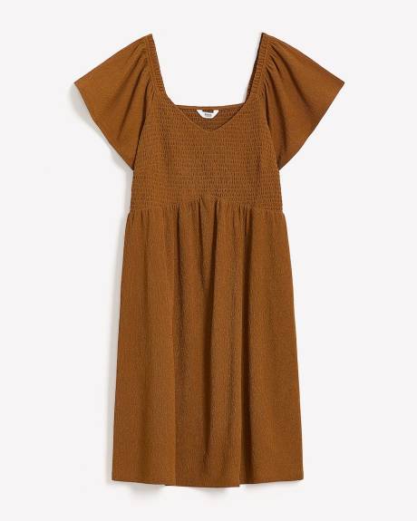 Short Dress with Smocked Sweetheart Neckline